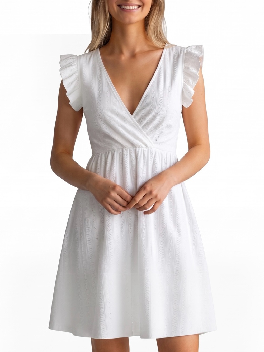 Cupshe | White Eyelet Lace Mini Dress | Size S | NWT